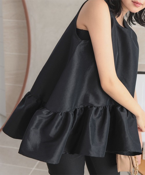 KOBE LETTUCE（コウベレタス）の「ペプラムボリューミーブラウス（シャツ/ブラウス・レディース・ブラック/ホワイト・M）」の9枚目の写真