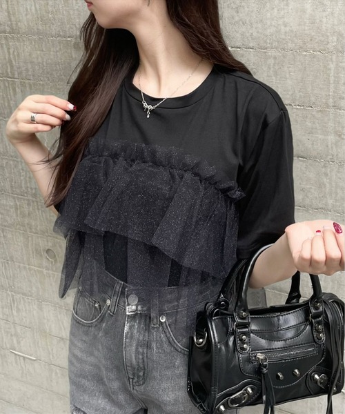アルベロベロ　チュール 半袖Tシャツ 黒 美品 アルベロベロ チュール 半袖Tシャツ 黒 美品 - メルカリ