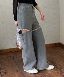 12OZ サイドダメージデニムパンツ
