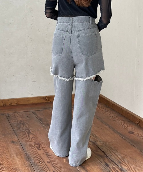 Per sist ence（パーシエンス）の「12OZ サイドダメージデニムパンツ（デニムパンツ・レディース・ブラック/グレー/ブルー・SMALL/MEDIUM）」の14枚目の写真