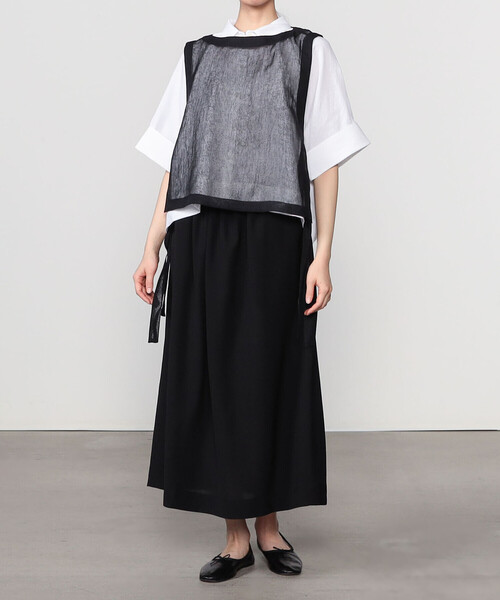 eunoia◆Linen Short Vest/リネン100/ベスト/--/リネン/BLK Linen Short Kimono Blouse Wide Belt - Epic Linen