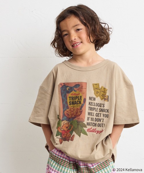 MARKEY'S(マーキーズ)の「【Kellogg's/ケロッグ】別注プリントTシャツ(80~150cm)(Tシャツ/カットソー・キッズ・ベージュ/オフホワイト/チャコール・120/110/100/90/150/140/130/80)」の1枚目の写真