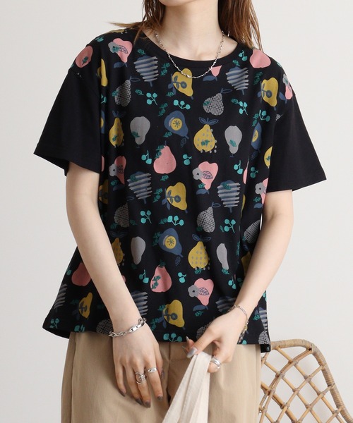 EMAGO 洋ﾅｼ刺繍ﾌﾟﾘﾝﾄT（Tシャツ/カットソー）｜Emago（イマゴ