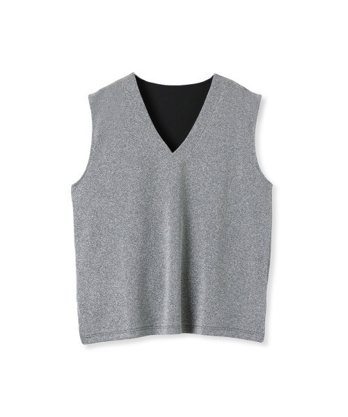 VICKY（ビッキー）の「【セットアップ対応】ラメVタンクトップ≪手洗い可能≫（タンクトップ・レディース・ブラック/シルバー系その他・M）」の8枚目の写真