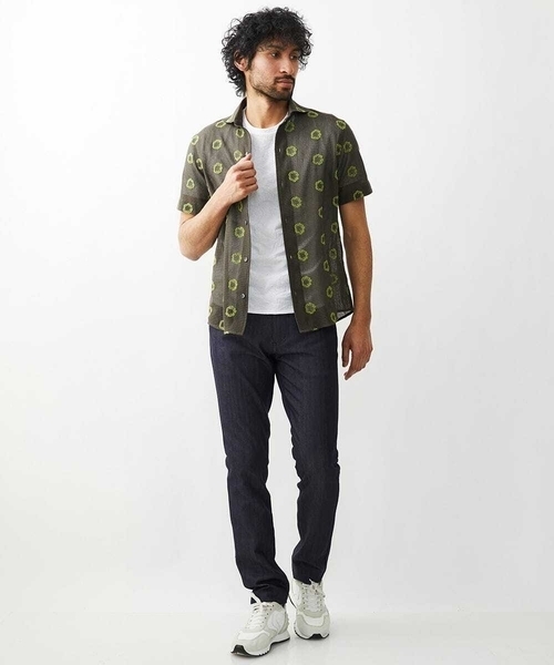 MICHEL KLEIN HOMME (ミッシェルクランオム)の「総柄シアー半袖シャツ(シャツ/ブラウス・メンズ・ブラック/カーキ・MEDIUM/LARGE/X-LARGE)」の4枚目の写真