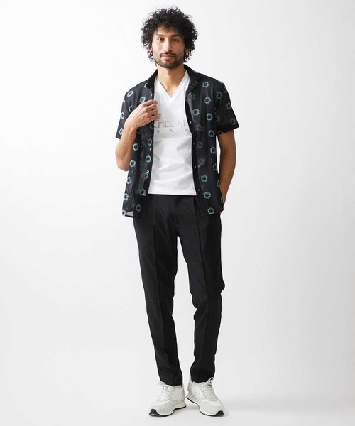 MICHEL KLEIN HOMME (ミッシェルクランオム)の「総柄シアー半袖シャツ(シャツ/ブラウス・メンズ・ブラック/カーキ・MEDIUM/LARGE/X-LARGE)」の5枚目の写真