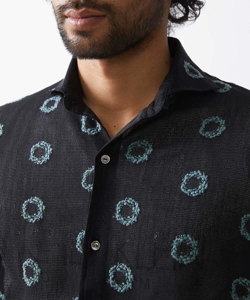 MICHEL KLEIN HOMME (ミッシェルクランオム)の「総柄シアー半袖シャツ(シャツ/ブラウス・メンズ・ブラック/カーキ・MEDIUM/LARGE/X-LARGE)」の10枚目の写真