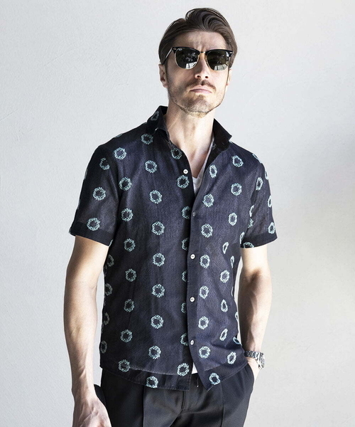 MICHEL KLEIN HOMME (ミッシェルクランオム)の「総柄シアー半袖シャツ(シャツ/ブラウス・メンズ・ブラック/カーキ・MEDIUM/LARGE/X-LARGE)」の15枚目の写真