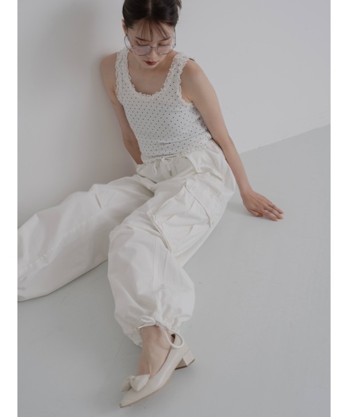 JUMELLE(ジュメロ)の「wide workpants【低身長~高身長】(カーゴパンツ・レディース・ピンク/ホワイト・FREE)」の6枚目の写真