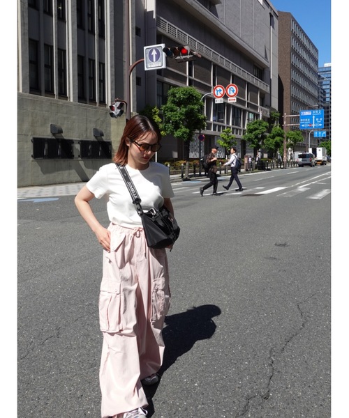 JUMELLE(ジュメロ)の「wide workpants【低身長~高身長】(カーゴパンツ・レディース・ピンク/ホワイト・FREE)」の14枚目の写真