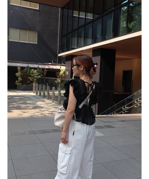 JUMELLE(ジュメロ)の「wide workpants【低身長~高身長】(カーゴパンツ・レディース・ピンク/ホワイト・FREE)」の3枚目の写真