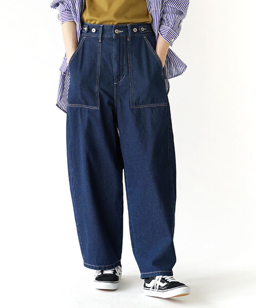 ウエストボタン ワークデニムパンツ（デニムパンツ）｜e-zakkamania stores（イーザッカマニアストアーズ）