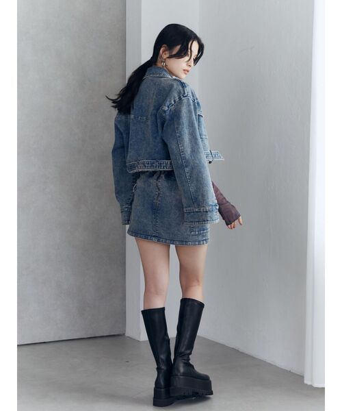 MURUA（ムルーア）の「【SET UP対応】ラップ風ミニスカート（スカート・レディース・オレンジ/ブルー/ブラック・1/2）」の10枚目の写真