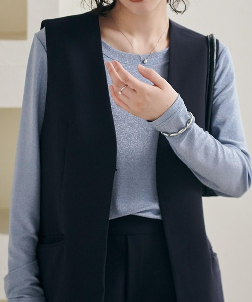 RANAN(ラナン)の「長袖ラメTシャツ(Tシャツ/カットソー・レディース・ブラック/ベージュ/ライトブルー/ミント/シルバー・LL/M/L)」の4枚目の写真