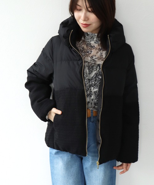 Jines（ジネス）の「ツィード×タフタ ダウンジャケット（ダウンジャケット/コート・レディース・ホワイト/ブラック・38）」の2枚目の写真