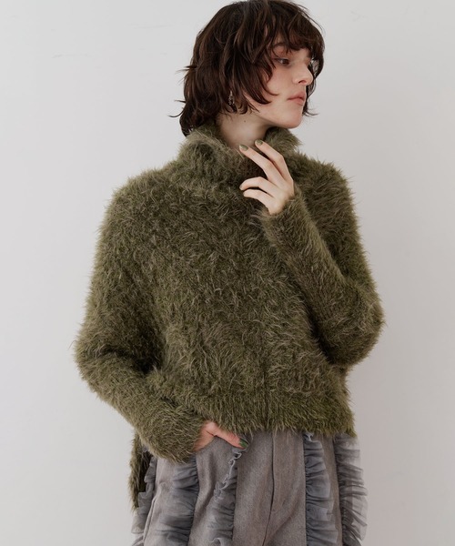 セール】MIXフェザーヤーンボリュームタートルニット（ニット/セーター