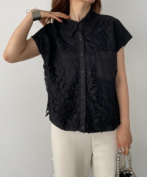 antic rag(アンティックラグ)の「レース切り替えシャツブラウス(シャツ/ブラウス・レディース・ホワイト/ブルー/ブラック・FREE)」の14枚目の写真