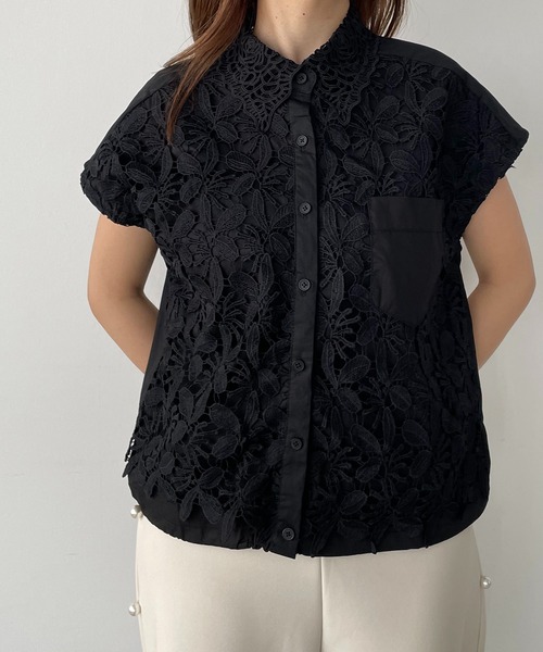 antic rag(アンティックラグ)の「レース切り替えシャツブラウス(シャツ/ブラウス・レディース・ホワイト/ブルー/ブラック・FREE)」の15枚目の写真