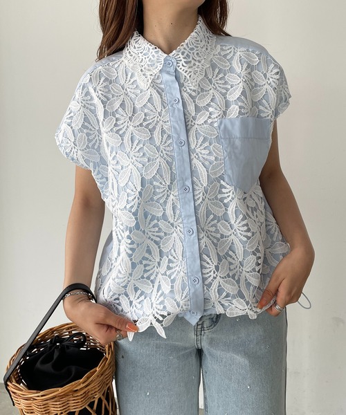 antic rag(アンティックラグ)の「レース切り替えシャツブラウス(シャツ/ブラウス・レディース・ホワイト/ブルー/ブラック・FREE)」の21枚目の写真