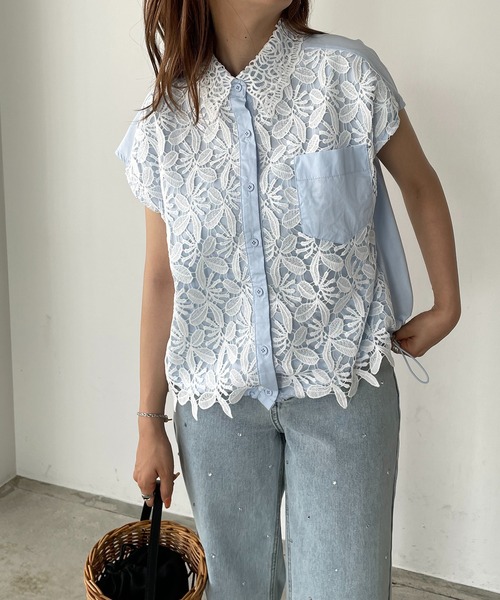 antic rag(アンティックラグ)の「レース切り替えシャツブラウス(シャツ/ブラウス・レディース・ホワイト/ブルー/ブラック・FREE)」の22枚目の写真