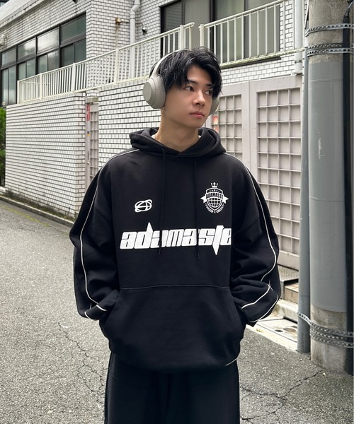 ADAMASTE(アダマスト)の「big silhouette piping game parker - ビッグシルエットパイピングゲームパーカー(パーカー・メンズ・ブラック/グレー・MEDIUM/LARGE)」の4枚目の写真