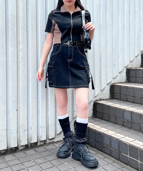 Figments(フィグメンツ)の「SSバイカラートラックジャケット(ジャージ・レディース・ブラウン/オフホワイト・FREE)」の6枚目の写真