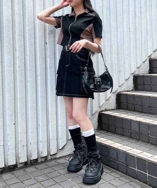 Figments(フィグメンツ)の「SSバイカラートラックジャケット(ジャージ・レディース・ブラウン/オフホワイト・FREE)」の8枚目の写真