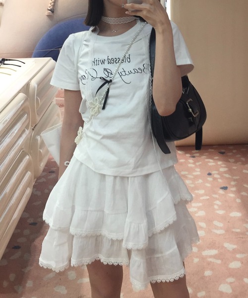 RiLi（リリ）の「イレヘムティアードフリルミニ【RL】（スカート・レディース・ブラック/ホワイト・FREE）」の2枚目の写真