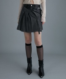 PRANK PROJECT | フェイクレザーコンビプリーツミニスカート / Faux Leather Combo Pleats Mini Skirt(スカート)