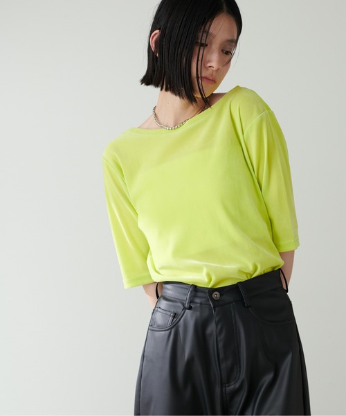 LARUTA(ラルータ)の「【LARUTA】ベロアチュール半袖プルオーバー(Tシャツ/カットソー・レディース・グリーン系その他/ブラック/アイボリー/チャコールグレー・FREE)」の22枚目の写真