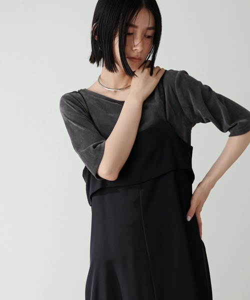 LARUTA(ラルータ)の「【LARUTA】ベロアチュール半袖プルオーバー(Tシャツ/カットソー・レディース・グリーン系その他/ブラック/アイボリー/チャコールグレー・FREE)」の18枚目の写真