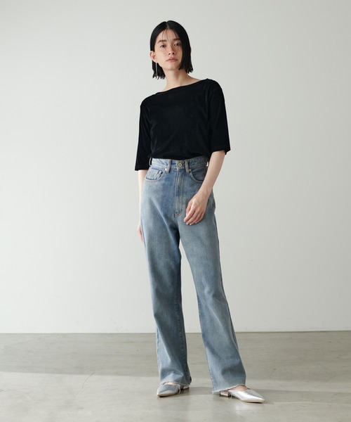 LARUTA(ラルータ)の「【LARUTA】ベロアチュール半袖プルオーバー(Tシャツ/カットソー・レディース・グリーン系その他/ブラック/アイボリー/チャコールグレー・FREE)」の15枚目の写真
