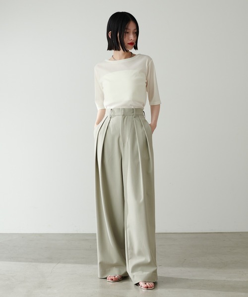 LARUTA(ラルータ)の「【LARUTA】ベロアチュール半袖プルオーバー(Tシャツ/カットソー・レディース・グリーン系その他/ブラック/アイボリー/チャコールグレー・FREE)」の9枚目の写真