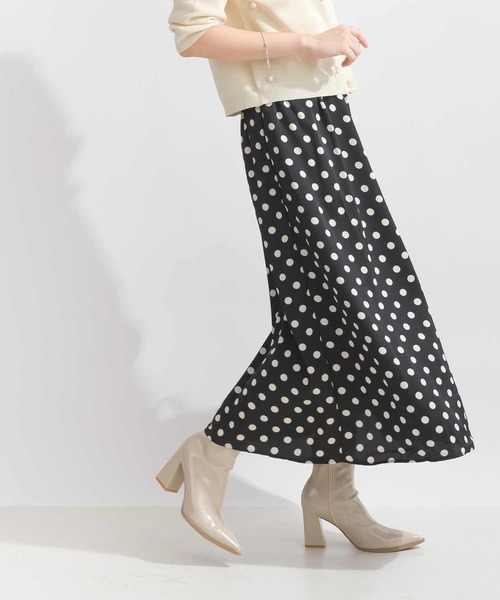 Lo-Fi（ローファイ）の「ドットプリントAラインスカート（スカート・レディース・ブラック/ベージュ・M）」の2枚目の写真