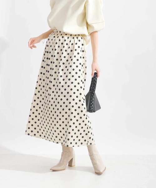 Lo-Fi（ローファイ）の「ドットプリントAラインスカート（スカート・レディース・ブラック/ベージュ・M）」の6枚目の写真