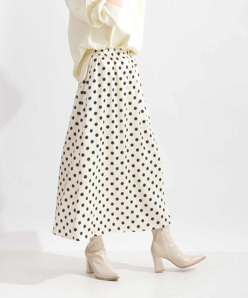 Lo-Fi（ローファイ）の「ドットプリントAラインスカート（スカート・レディース・ブラック/ベージュ・M）」の4枚目の写真