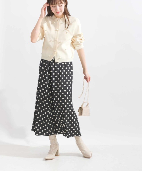 Lo-Fi（ローファイ）の「ドットプリントAラインスカート（スカート・レディース・ブラック/ベージュ・M）」の14枚目の写真