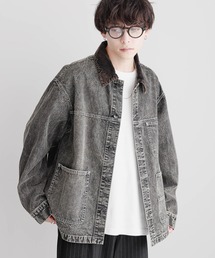 RAGEBLUE | 襟コーデュロイ/オーバーダイデニムジャケット/カバーオール【セットアップ可】(デニムジャケット)