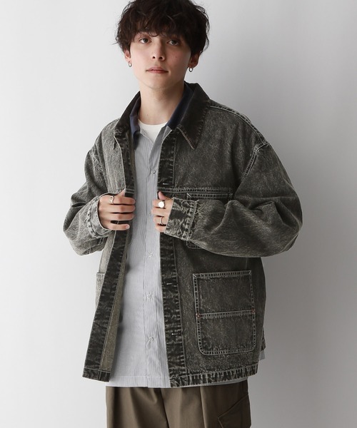 RAGEBLUE(レイジブルー)の「襟コーデュロイ/オーバーダイデニムジャケット/カバーオール【セットアップ可】(デニムジャケット・メンズ・グレー/ブルー・MEDIUM/LARGE)」の16枚目の写真