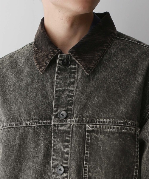RAGEBLUE(レイジブルー)の「襟コーデュロイ/オーバーダイデニムジャケット/カバーオール【セットアップ可】(デニムジャケット・メンズ・グレー/ブルー・MEDIUM/LARGE)」の10枚目の写真