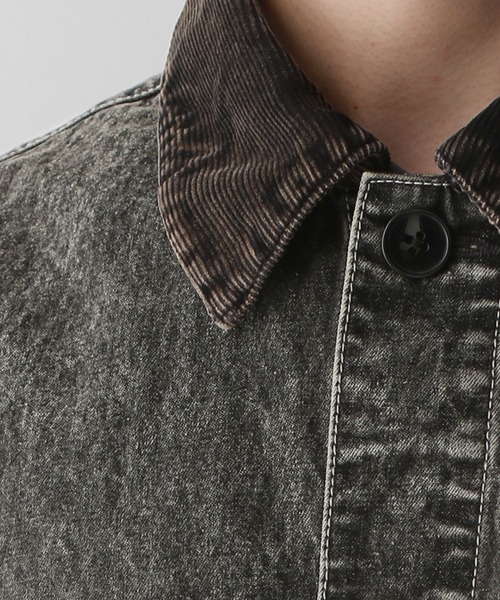 RAGEBLUE(レイジブルー)の「襟コーデュロイ/オーバーダイデニムジャケット/カバーオール【セットアップ可】(デニムジャケット・メンズ・グレー/ブルー・MEDIUM/LARGE)」の4枚目の写真