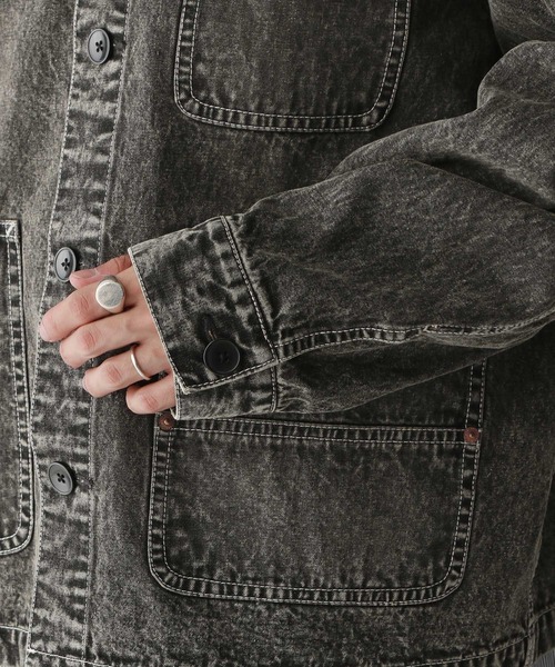 RAGEBLUE(レイジブルー)の「襟コーデュロイ/オーバーダイデニムジャケット/カバーオール【セットアップ可】(デニムジャケット・メンズ・グレー/ブルー・MEDIUM/LARGE)」の8枚目の写真