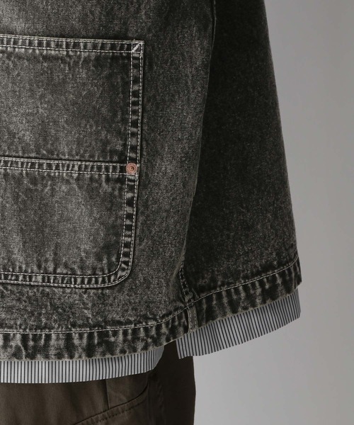 RAGEBLUE(レイジブルー)の「襟コーデュロイ/オーバーダイデニムジャケット/カバーオール【セットアップ可】(デニムジャケット・メンズ・グレー/ブルー・MEDIUM/LARGE)」の5枚目の写真