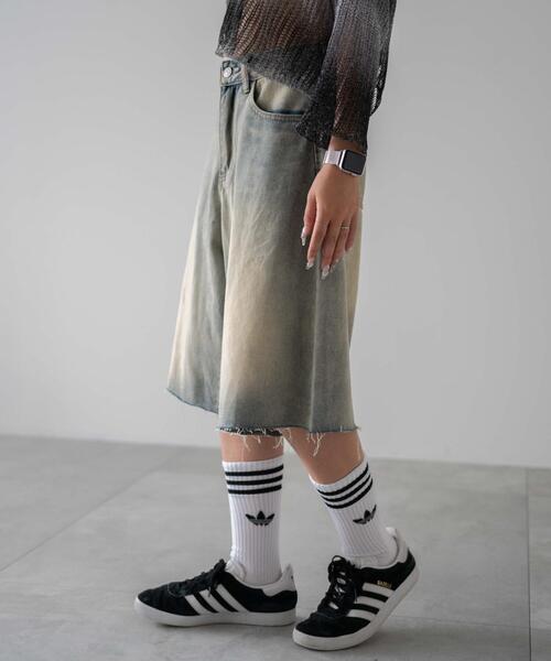 dispark(ディスパーク)の「DISPARK/ウオッシュドデニムハーフパンツ(デニムパンツ・レディース・ライトインディゴブルー/インディゴブルー・MEDIUM/LARGE)」の10枚目の写真