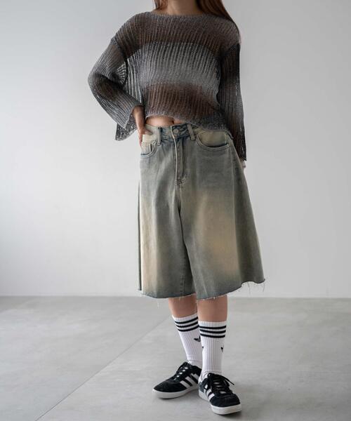 dispark(ディスパーク)の「DISPARK/ウオッシュドデニムハーフパンツ(デニムパンツ・レディース・ライトインディゴブルー/インディゴブルー・MEDIUM/LARGE)」の13枚目の写真