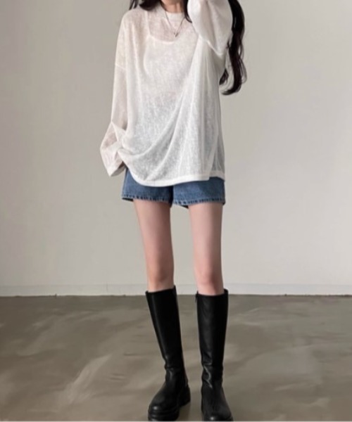 sorule（ソルレ）の「シアーオーバーT（Tシャツ/カットソー・レディース・ホワイト/ブラック・FREE）」の5枚目の写真