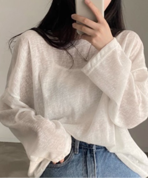 sorule（ソルレ）の「シアーオーバーT（Tシャツ/カットソー・レディース・ホワイト/ブラック・FREE）」の6枚目の写真