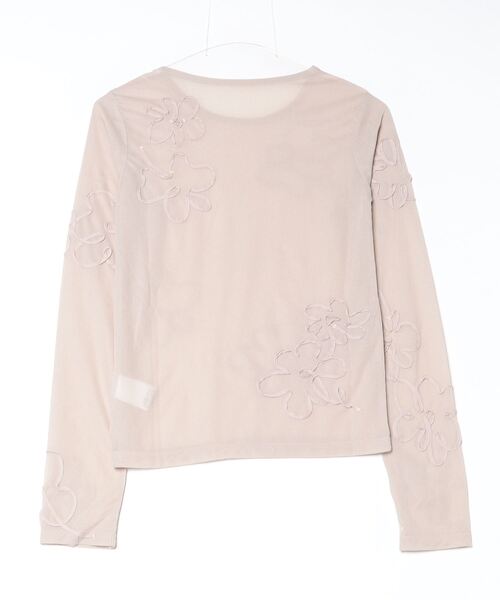 Per sist ence(パーシエンス)の「シアーコード刺繍プルオーバー(Tシャツ/カットソー・レディース・パープル/アイボリー/ブラック/グレイッシュベージュ・FREE)」の5枚目の写真