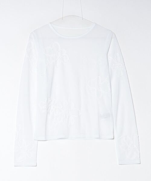 Per sist ence(パーシエンス)の「シアーコード刺繍プルオーバー(Tシャツ/カットソー・レディース・パープル/アイボリー/ブラック/グレイッシュベージュ・FREE)」の15枚目の写真