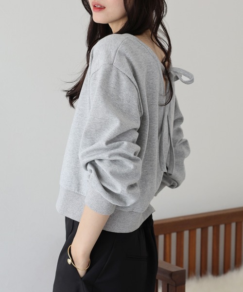 BLUEEAST（ブルーイースト）の「バックリボンスウェット（スウェット・レディース・ホワイト/グレー/ブラック・MEDIUM）」の3枚目の写真